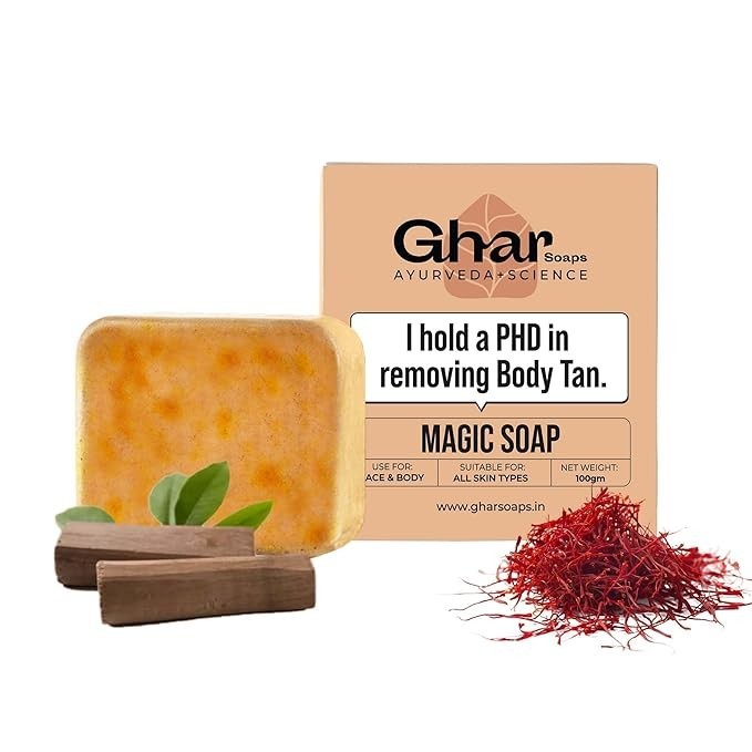 Ghar Soaps Sandalwood & Saffron Magic Soaps For Bath (Chandan & Kesar) – 100GM