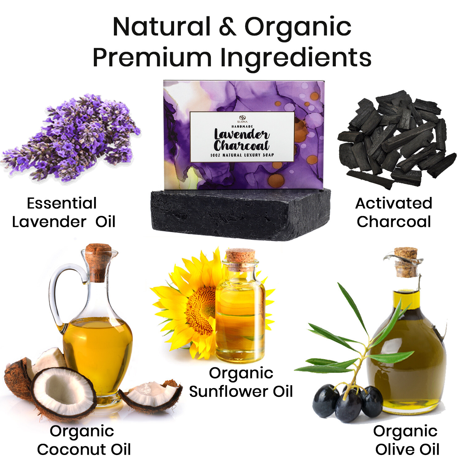 Lavender Charcoal Soap Bar – Natural Organic Handmade Exfoliating Soap