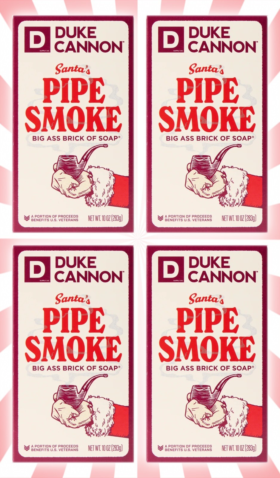 4 Duke Cannon Santa’s Pipe Smoke Big Ass Brick of Bar Soap LIMITED EDITION 10 OZ