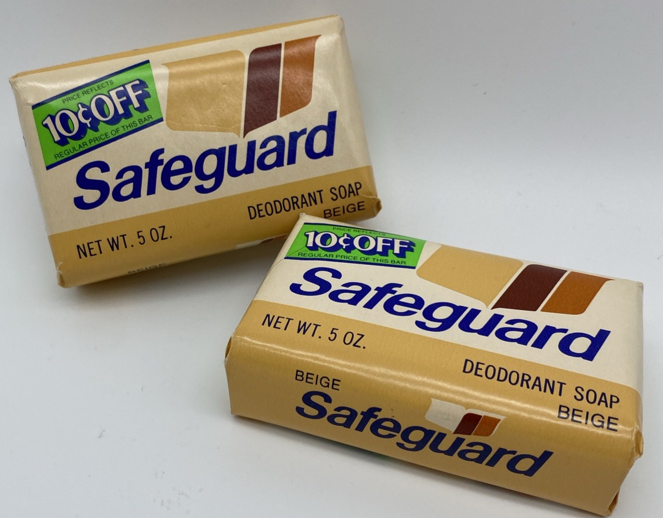 2 Vintage Safeguard Beige Deodorant Soap Bars New Sealed Large 5oz