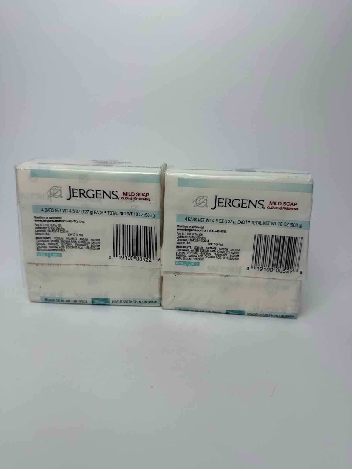 Jergens Mild Bar Soap 4.5 Oz Bars W/ Tallow & Tallowate 2 Pack – 8 Bars Total