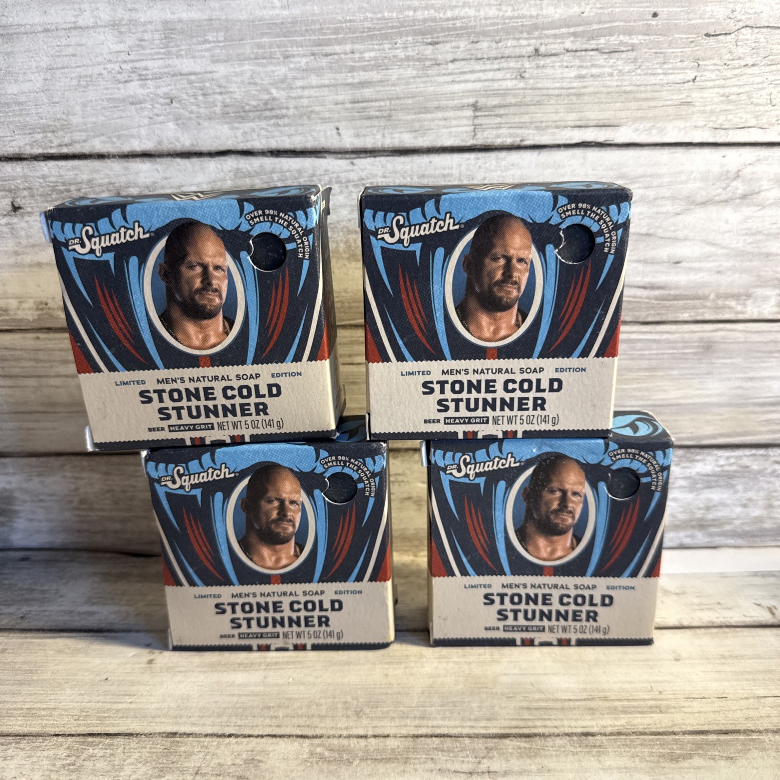 Lot Of 4 Dr. Squatch Ltd. Edition Steve Austin Stone Cold Stunner Natural Soap