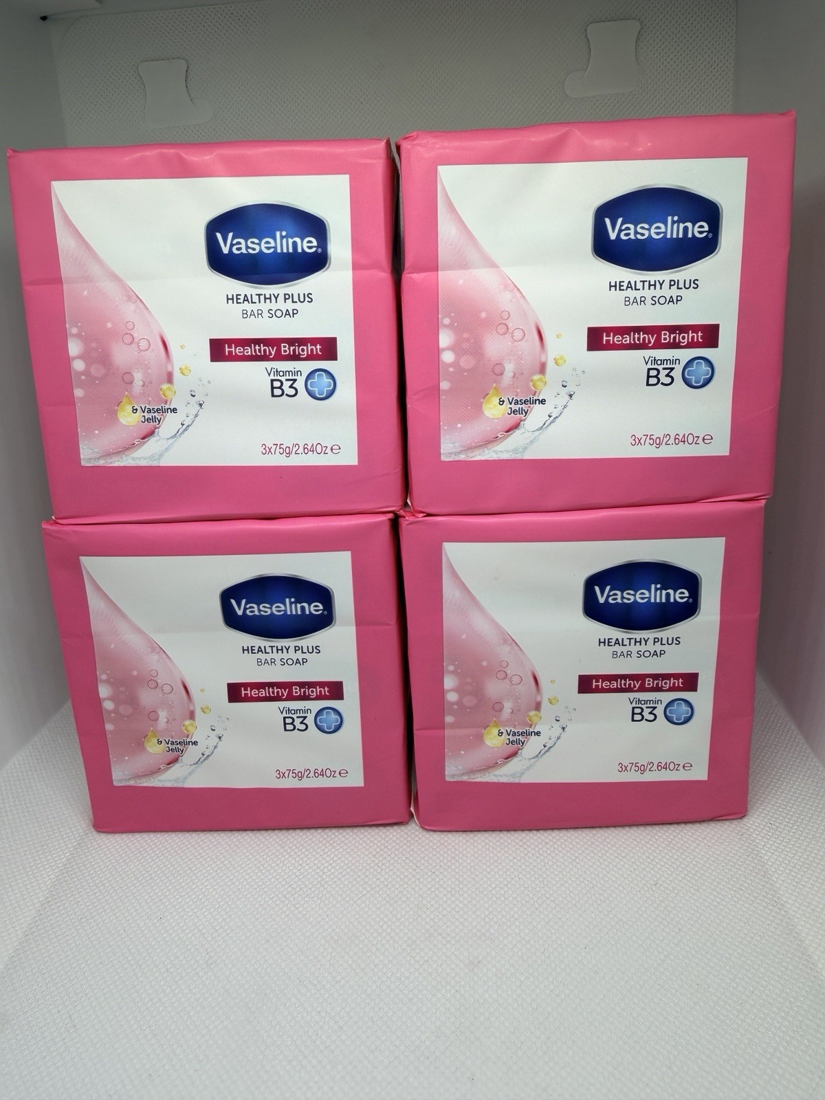 4X Vaseline Healthy Plus Bar Soap Healthy Bright, Vitamin B3 – 3 CT – 2.64 Oz