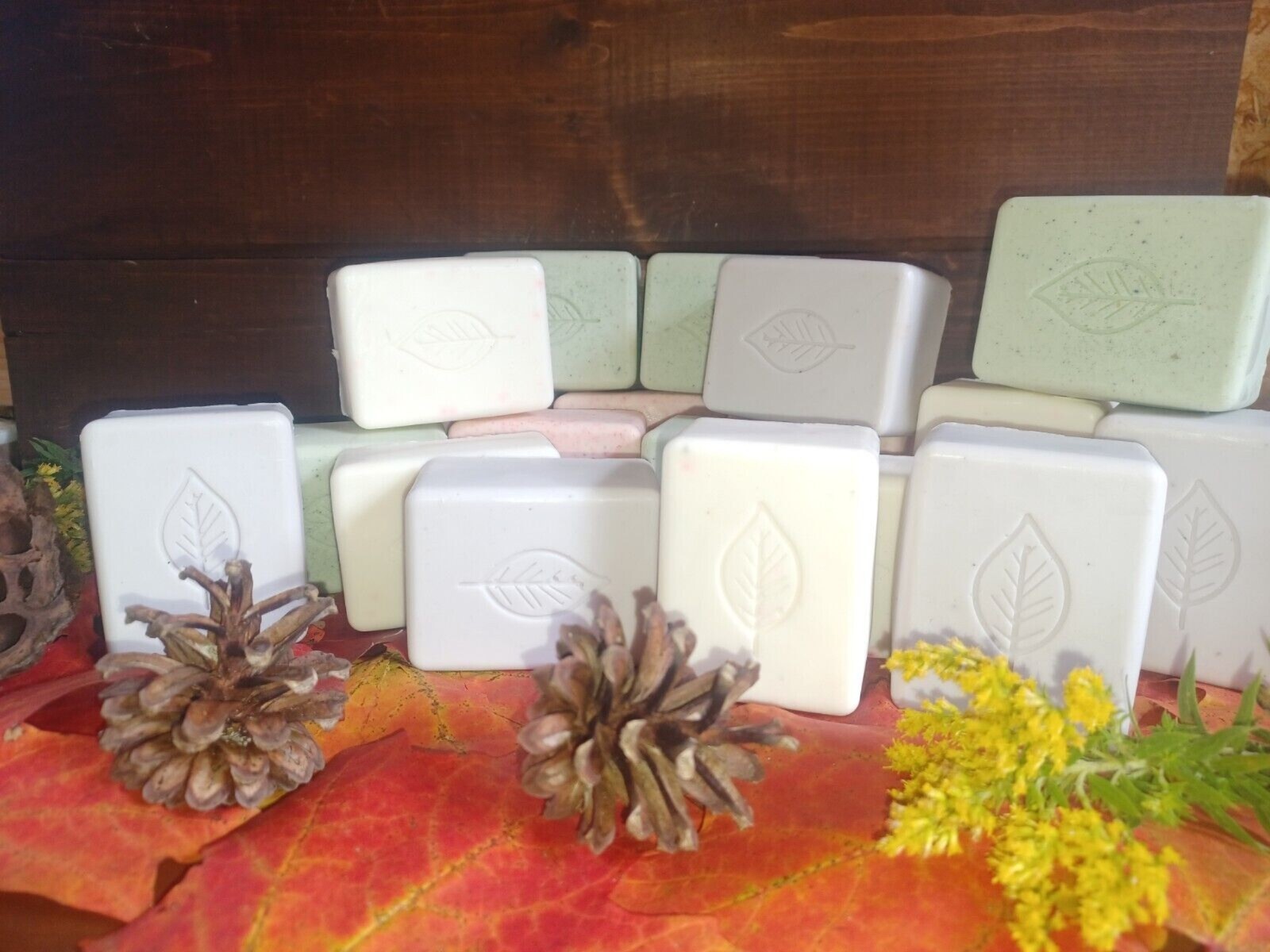 Handmade Soaps, Fall Inspired 4pack-1 of each -Beautiful stamped design