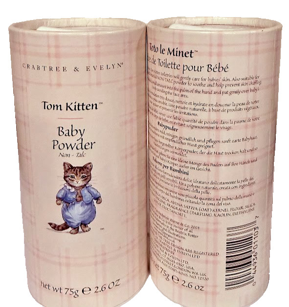 CRABTREE & EVELyn Talc Free Tom Kitten Baby Powder 75g e 2.6 oz x2