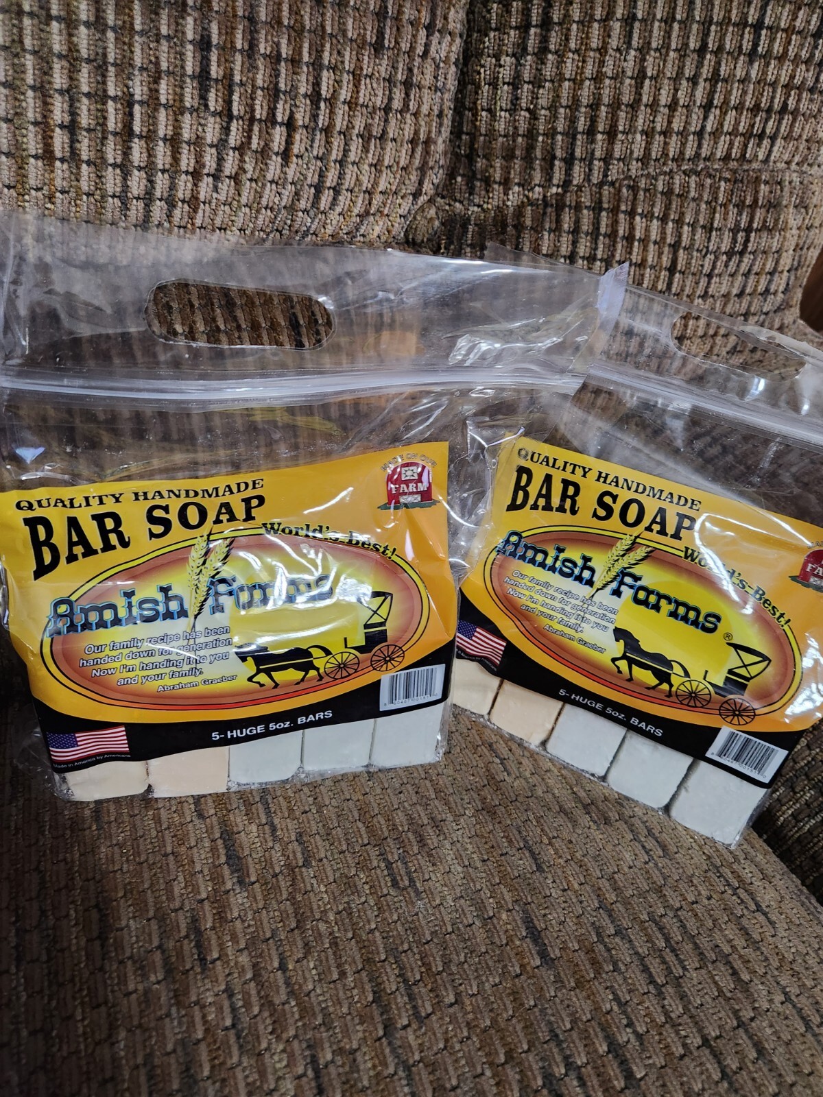 Amish Farm Bar Soap 2 Packs 10 Huge Bars 5oz Each Soap Made In USA