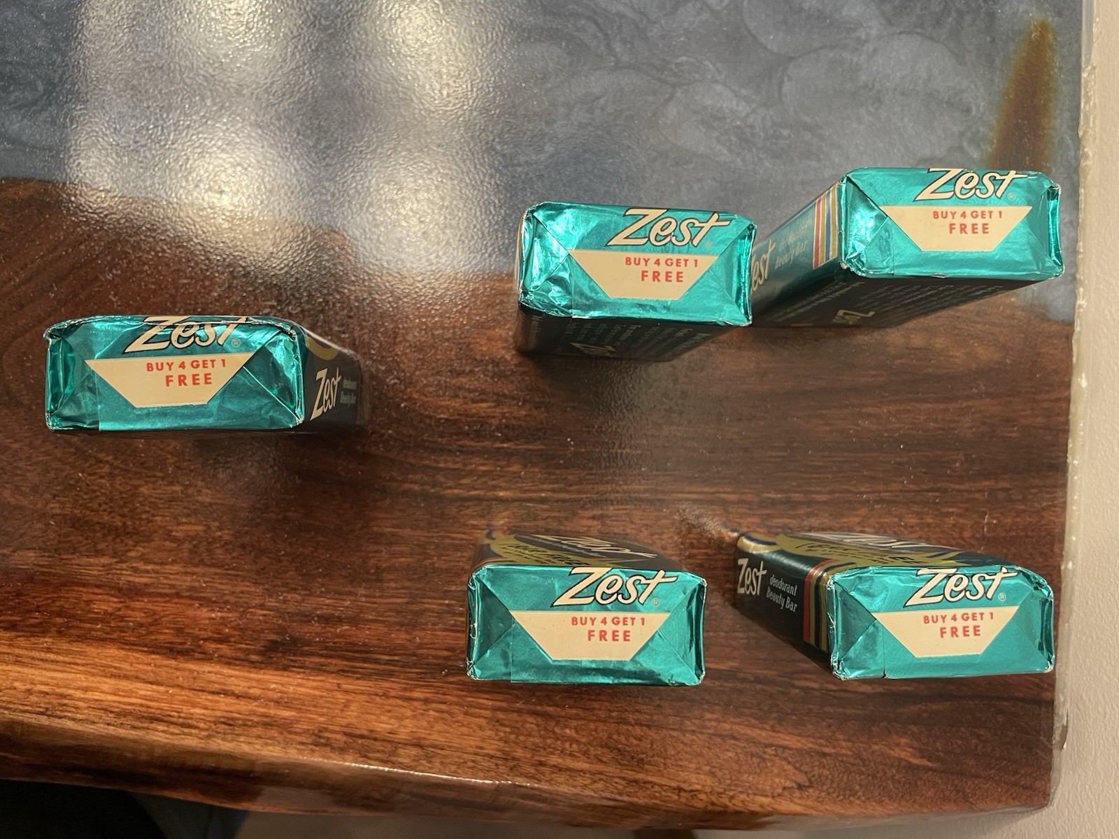Lot Of 5 1982 Original Zest Deodorant Beauty Bar Soap Sealed 5th bar free NOS