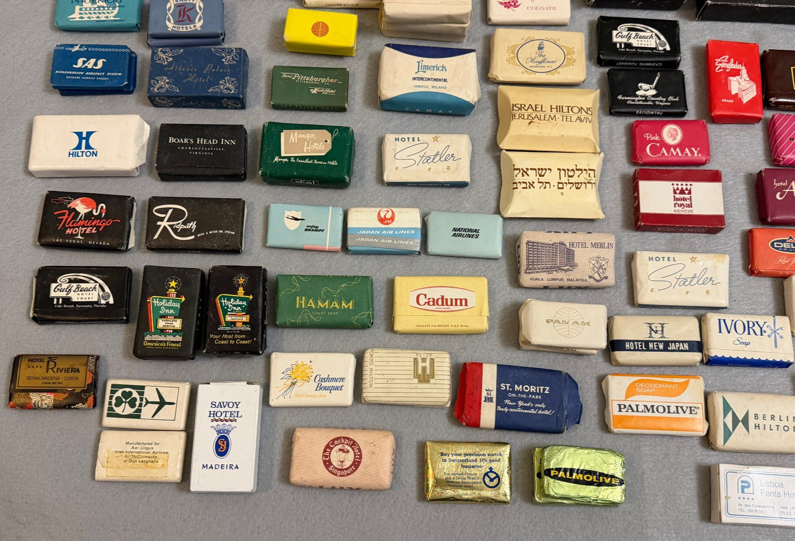 Large Vintage Lot 150+ Hotel Motel Airline Mini Bar Bath Soaps Around World Wide