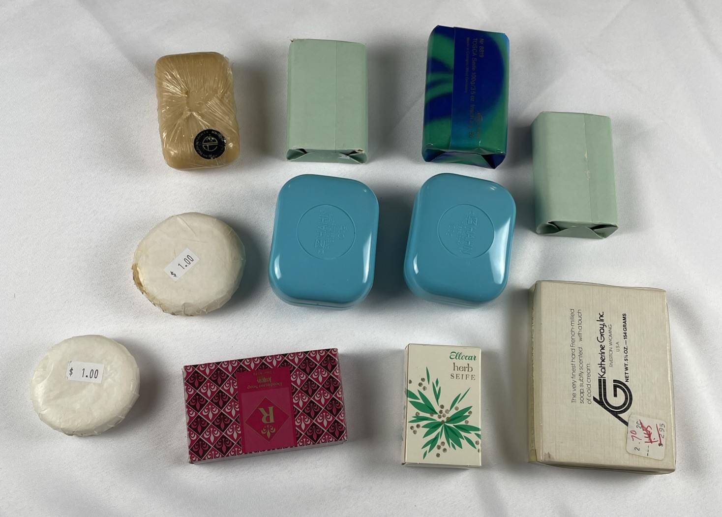 VTG. Bar Soap Lot of 9 Full Size Bars + Fenjala, Jergens, Tosca, Zum Fest, +