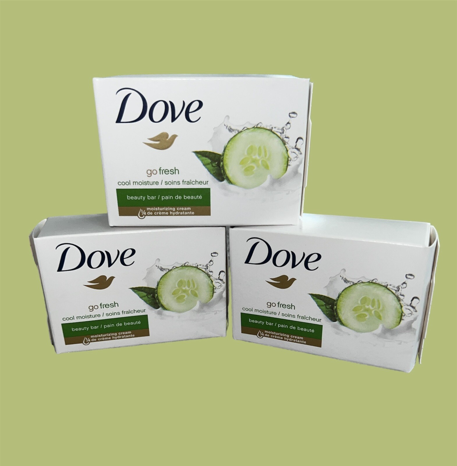 (3) Dove Bar Soap Cool Moisture Cucumber & Green Tea Scent 6 Bars 3.75 oz Each
