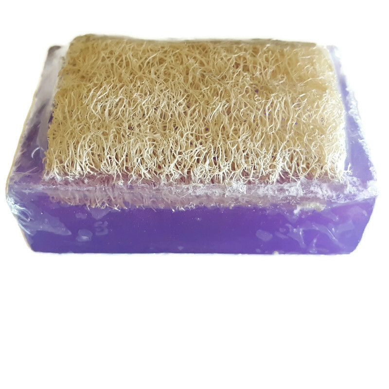 Handmade Luffa Embedded Soap 2 Bars LAVENDER Moisturizing Loofah Loofa Lufa Soft