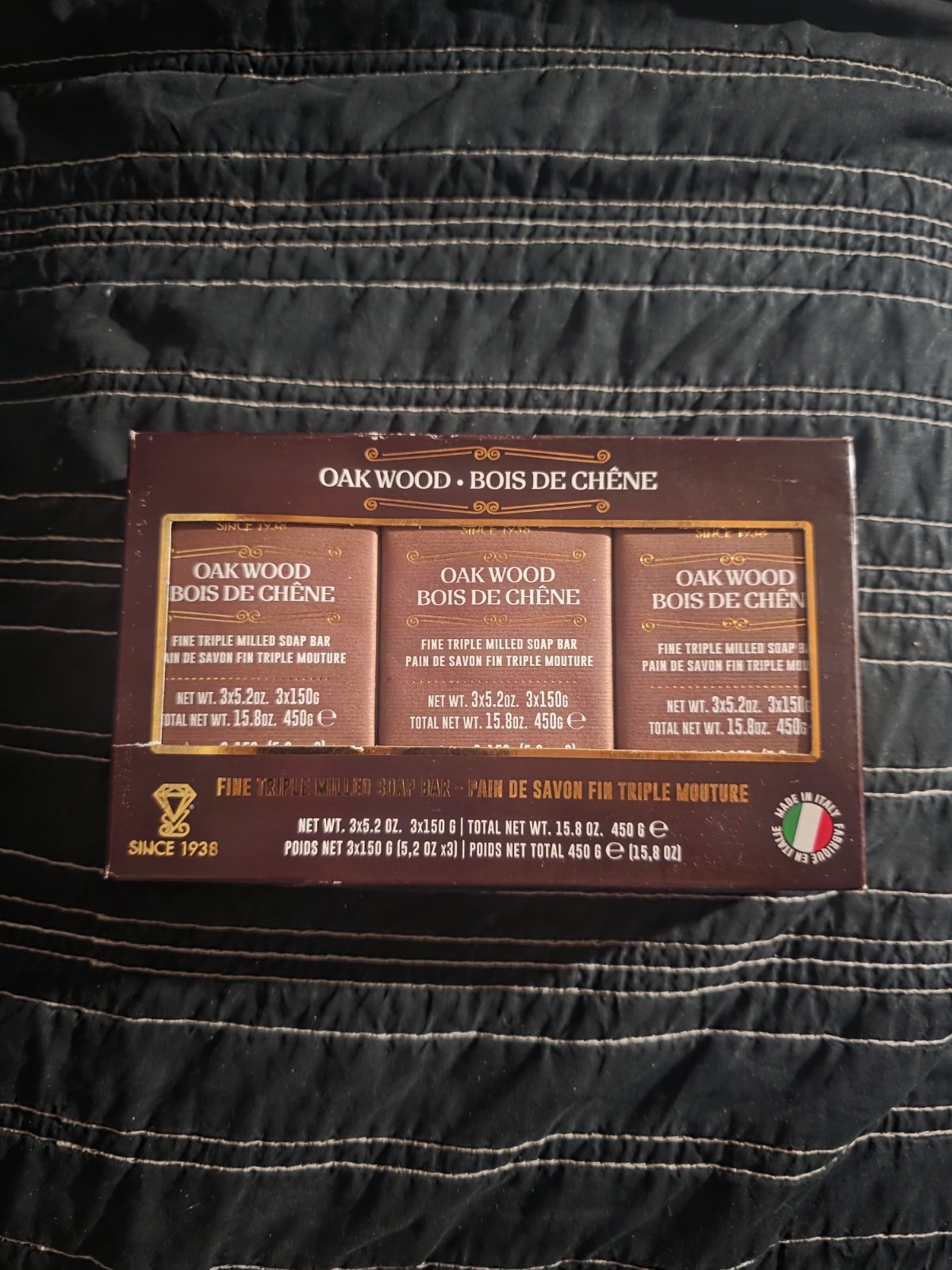 Zeni Oak Wood Triple Milled Soap Bars 3x 5.2oz Made in Italy Total 15.8oz