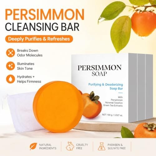 Persimmon Odor Soap 3 Pack 10.5 oz with Green Tea and Shea Butter