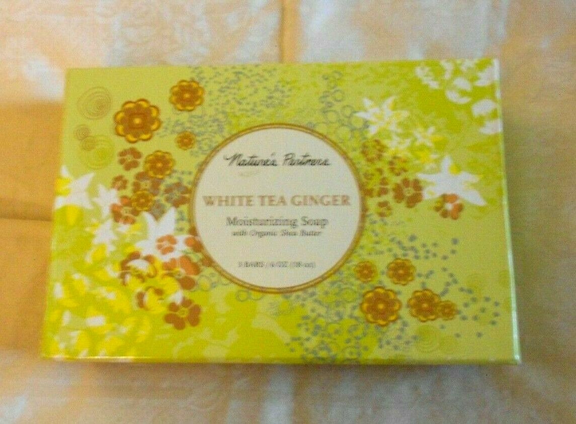 NATURES PARTNERS WHITE TEA GINGER MOISTURIZING SOAP SHEA BUTTER 3 X 6 OZ EA USA