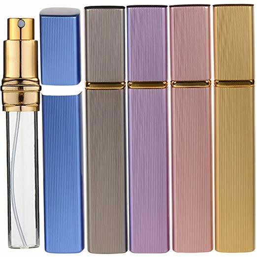 5 Mini Refillable Travel Perfume Atomizer – 12ml Portable Spray Pump Bottle Case