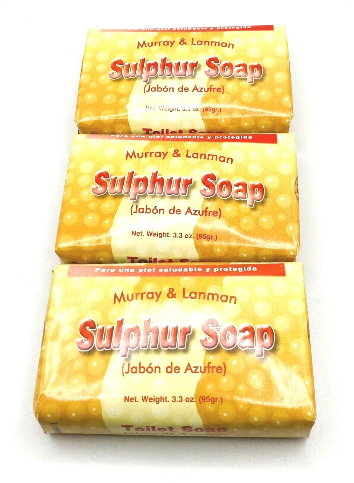 Pack of 3 Murray & Lanman Sulphur Soap Bars 3.3 oz Jabon de Azufre Bath Soap