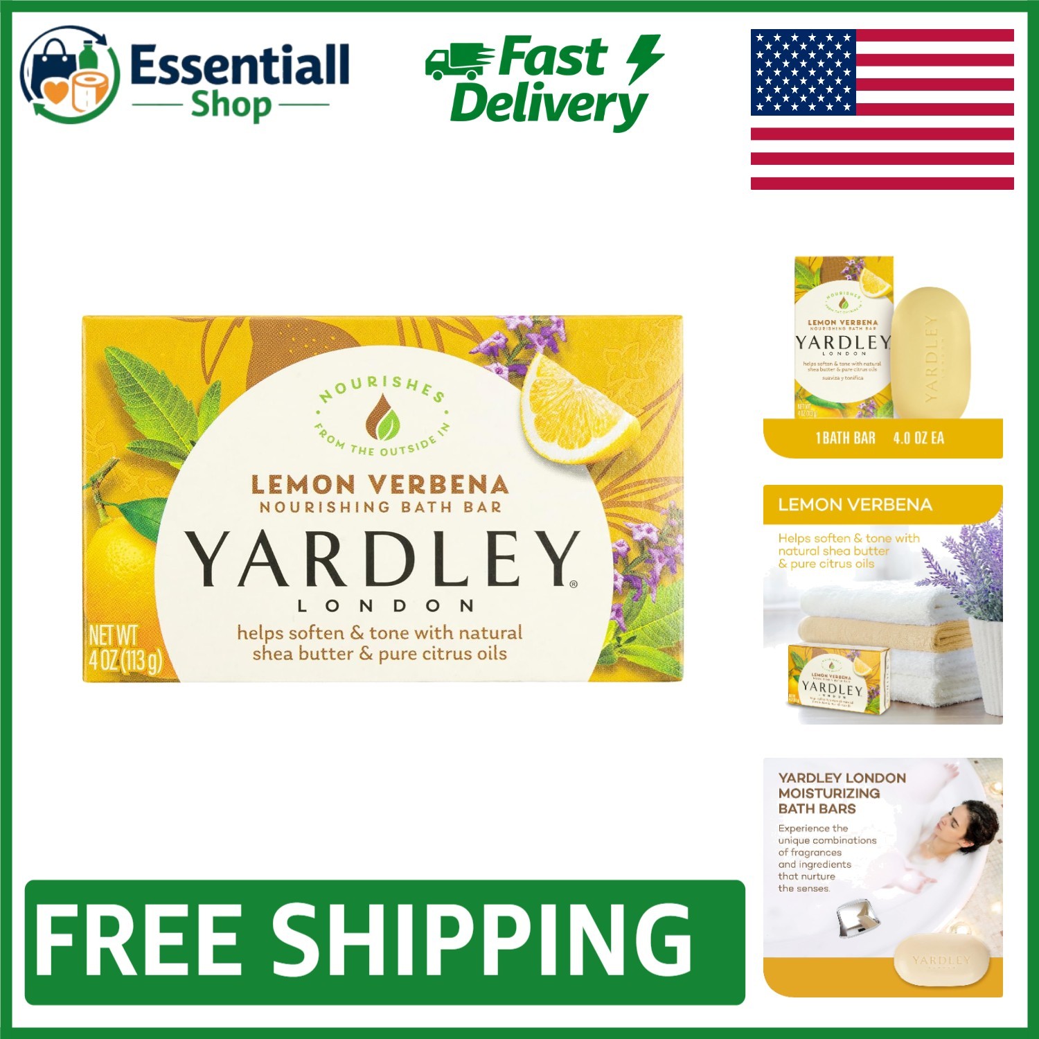 Lemon Verbena Shea Butter Bath Bar 4oz – Naturally Moisturizing Luxury Soap