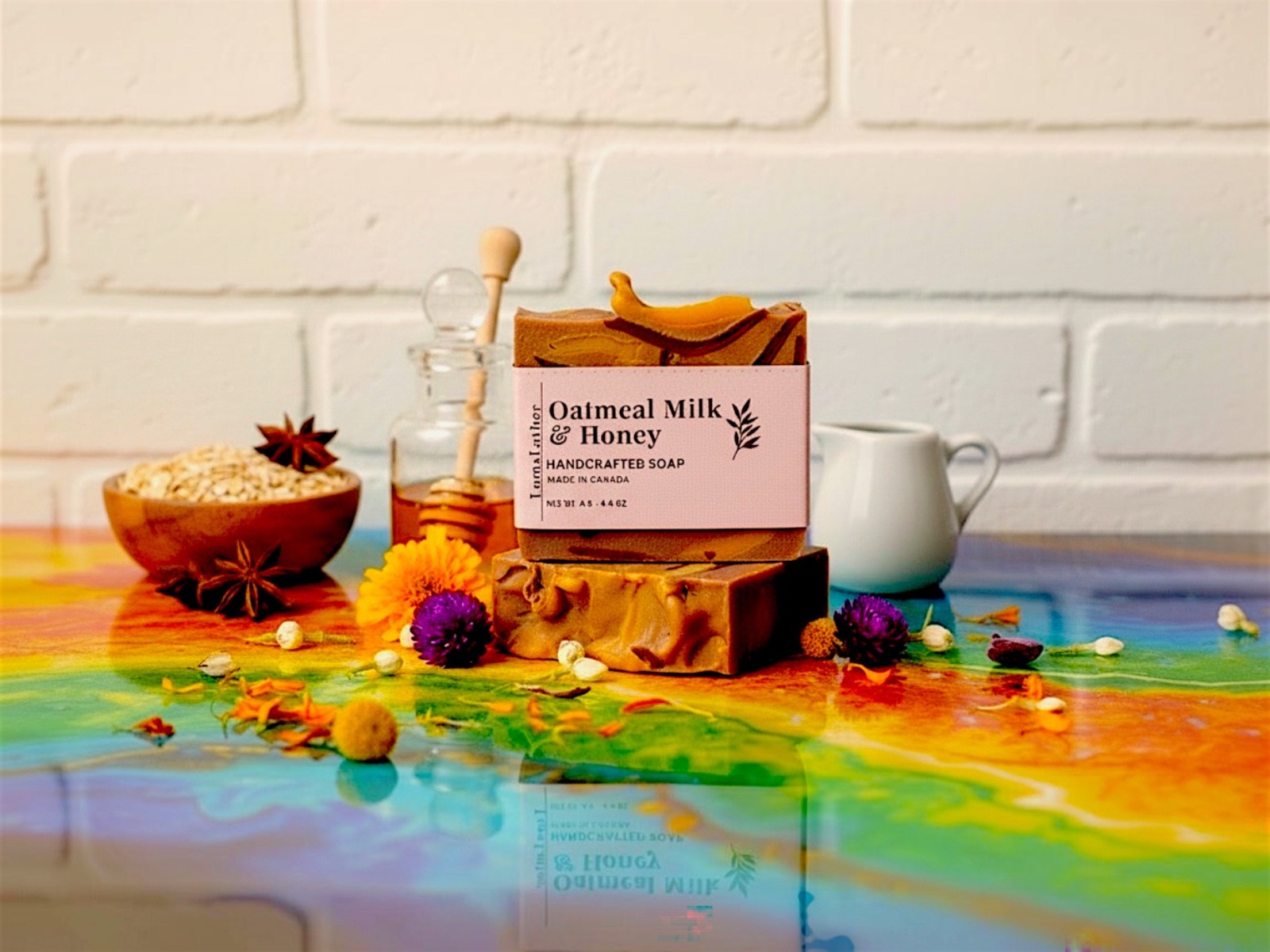 LumaLather Oatmeal Milk & Honey Handmade Soap Bar – Gentle Moisturizing Soap
