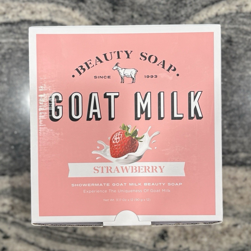 Shower Mate Beauty Soap Goat Milk Soap Strawberry Scent Hydrating 3.17 oz x12