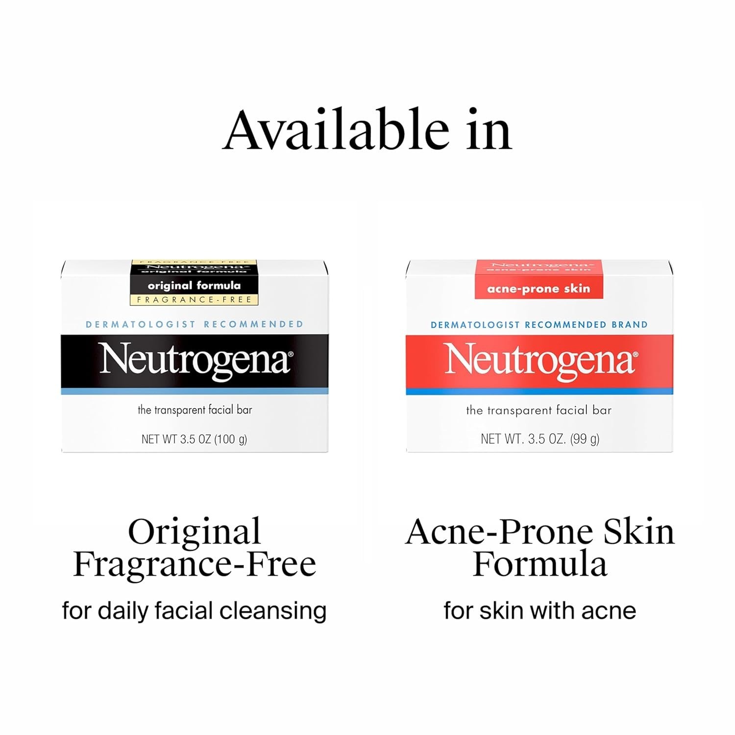 3.5 oz Neutrogena Facial Cleansing Bar, Hypoallergenic & Pore-Cleaning Formula