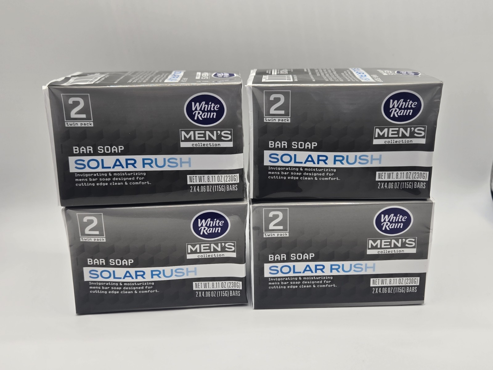 8 Bars – Men’s Collection Solar Rush Soap – White Rain – 4/2Packs
