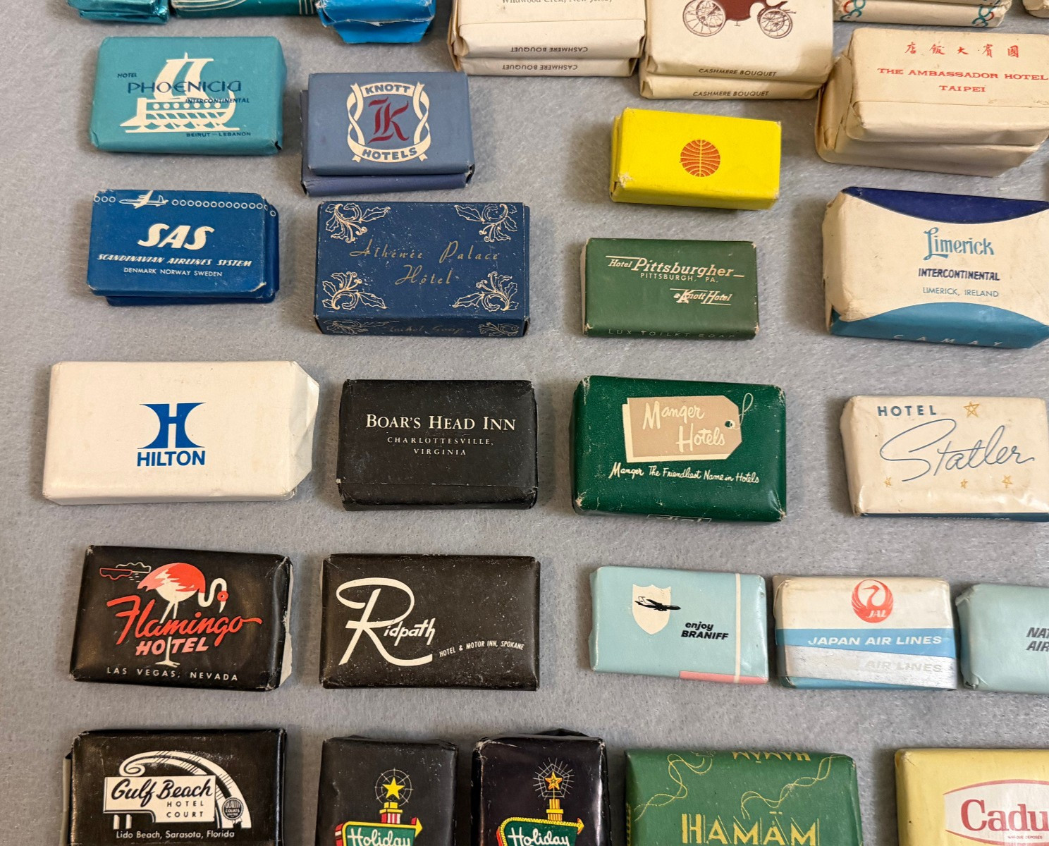Large Vintage Lot 150+ Hotel Motel Airline Mini Bar Bath Soaps Around World Wide
