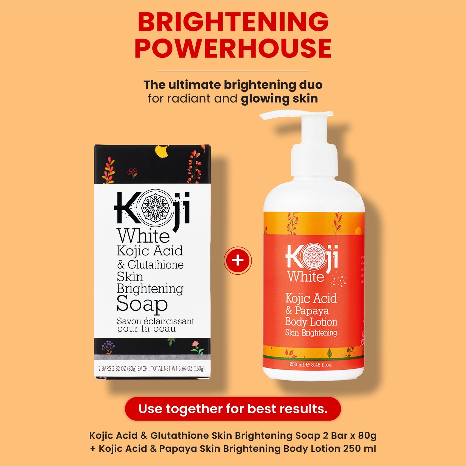 Koji White Kojic Acid & Glutathione Skin Brightening Soap for Body & Face