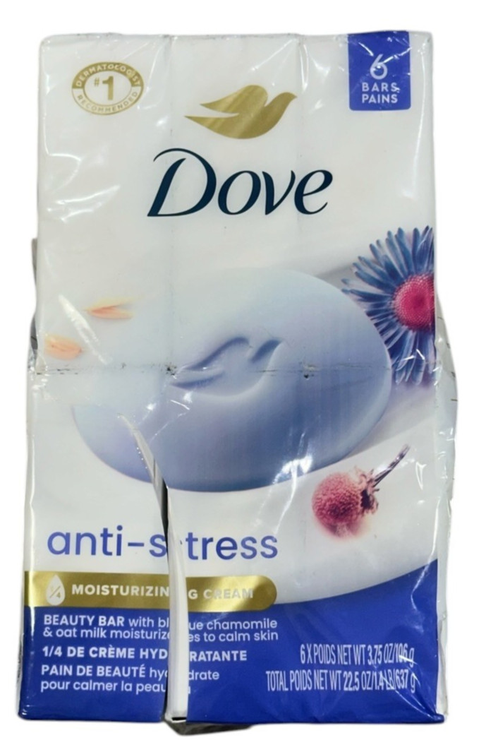 (6) Dove Beauty Bar Gentle Cleanser Anti-Stress Cream Bar 1/4 Moisturizing Cream