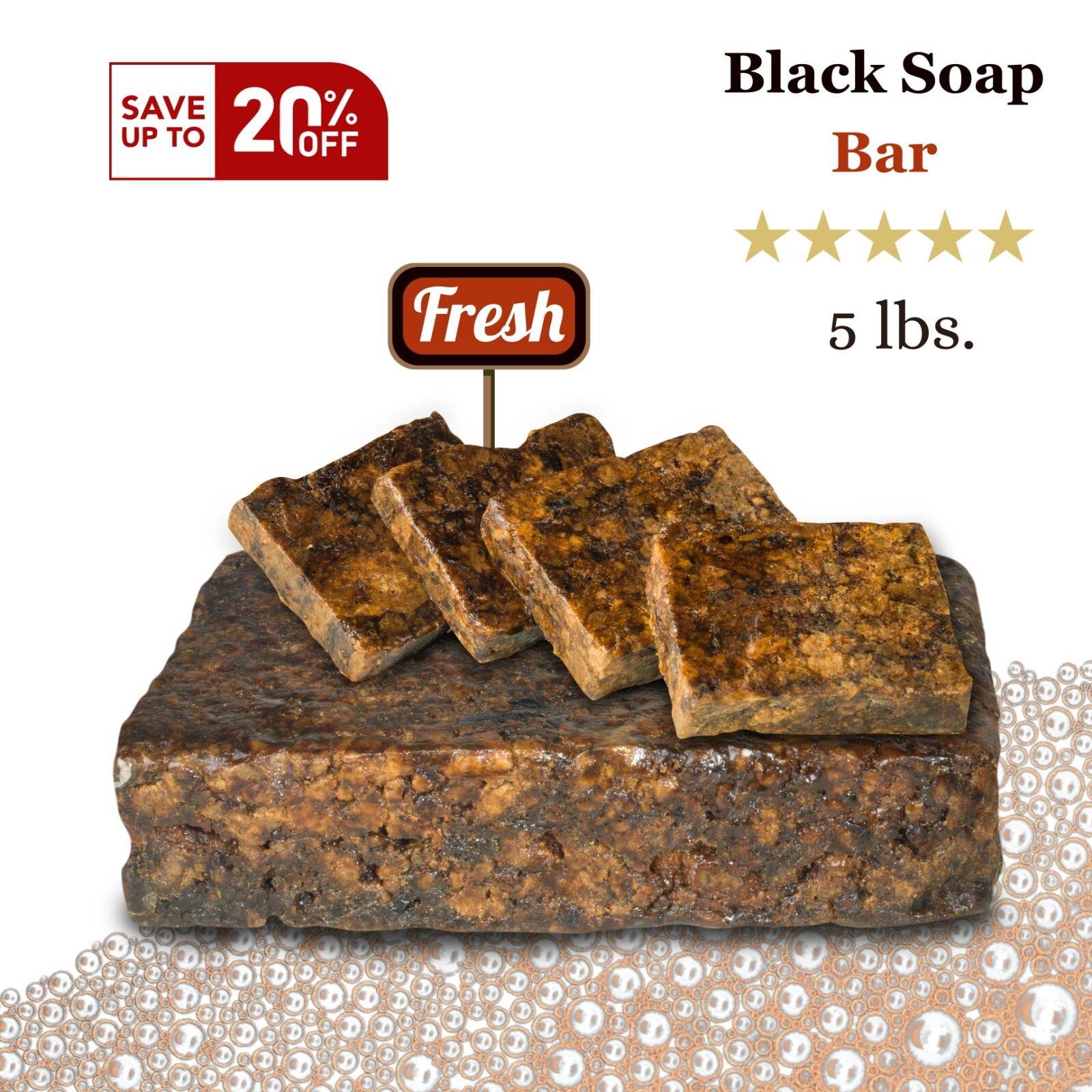 Raw African Black Soap 5 lb. Organic Unrefined Top Quality Natural Wholesale