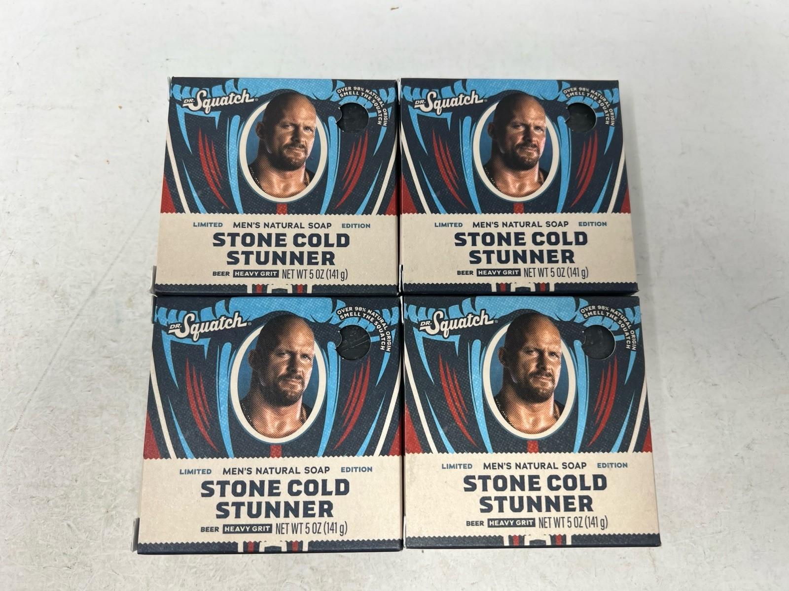 4 Bars Dr. Squatch Men’s Natural Soap Steve Austin Stone Cold Stunner 5 oz NEW
