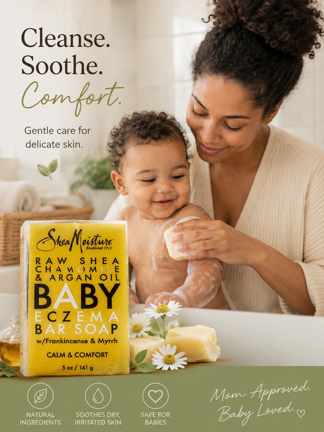 Pack 2 Shea Moisture Raw Shea Chamomile & Argan Oil Eczema Bar Soap