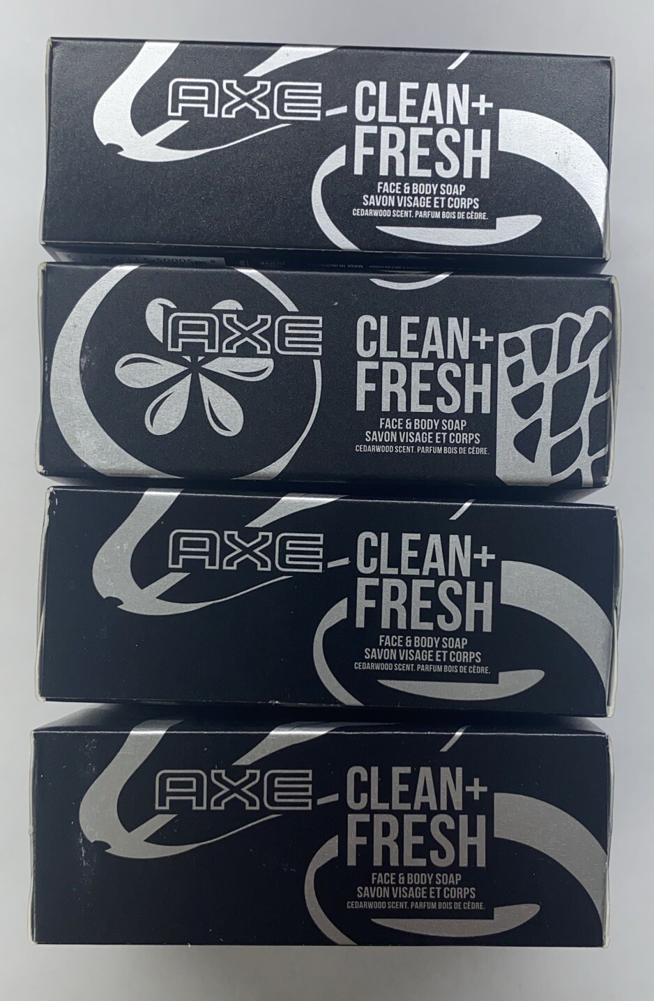 Axe Clean + Fresh Men’s Face & Body Bar Soap 3.5 oz Cedarwood Scent (4 Pack)