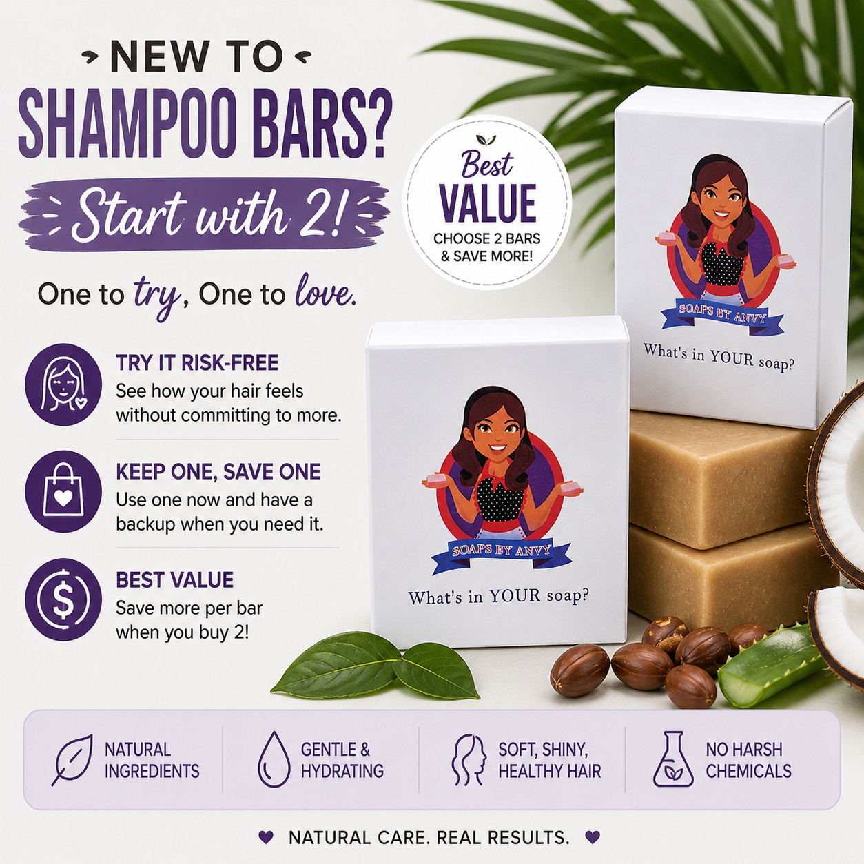 Handmade Soap Conditioning Shampoo Bar w/Coconut Oil & More Natural & Organic