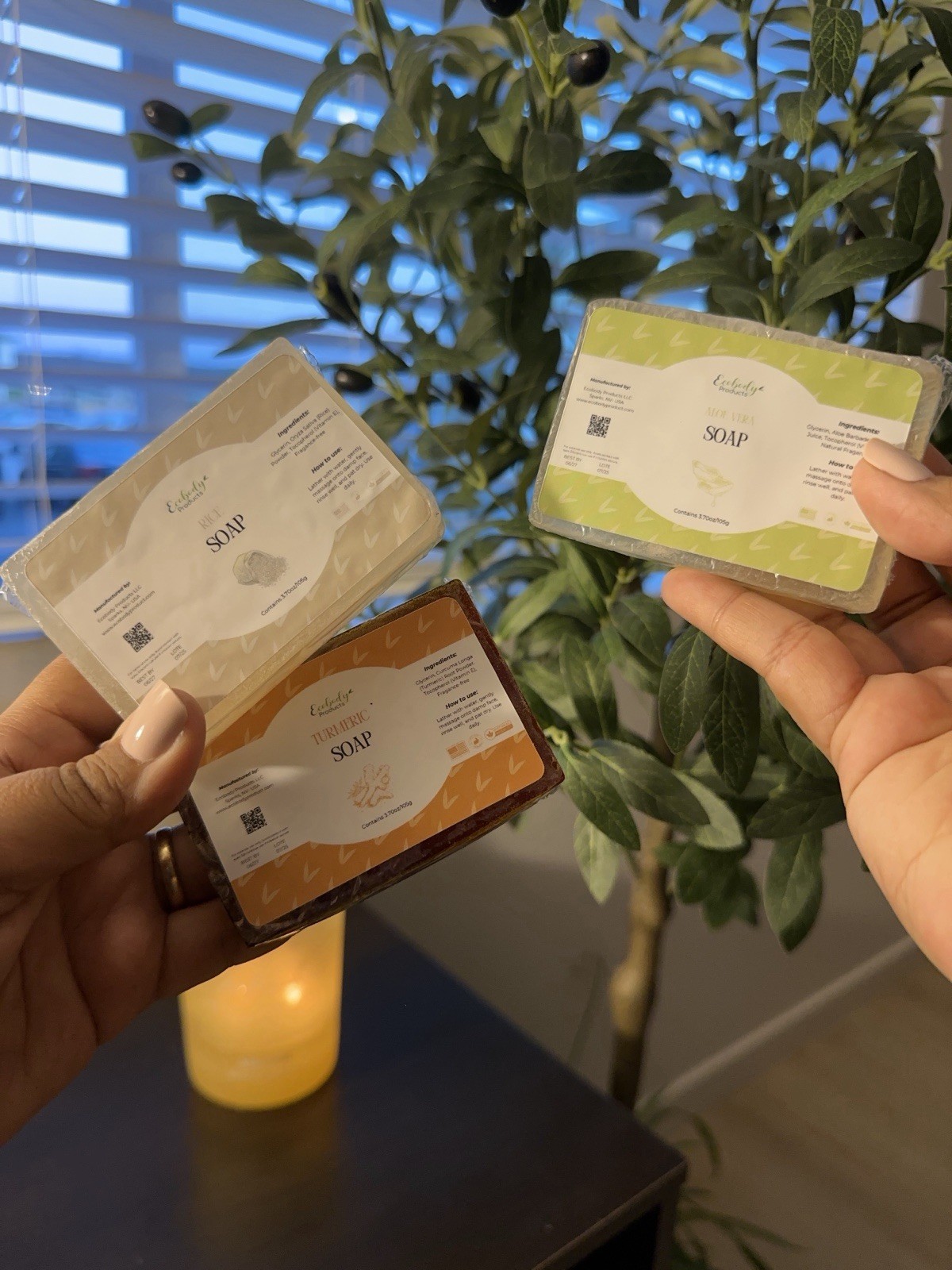 4 – Pack Natural Soaps | Rice, Oat, Turmeric & Aloe | Handmade 1 of Each