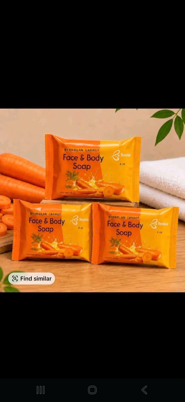 Byenblan Carrot Face & Body Soap Bar, Orange Fruit Pattern Scented 4 oz
