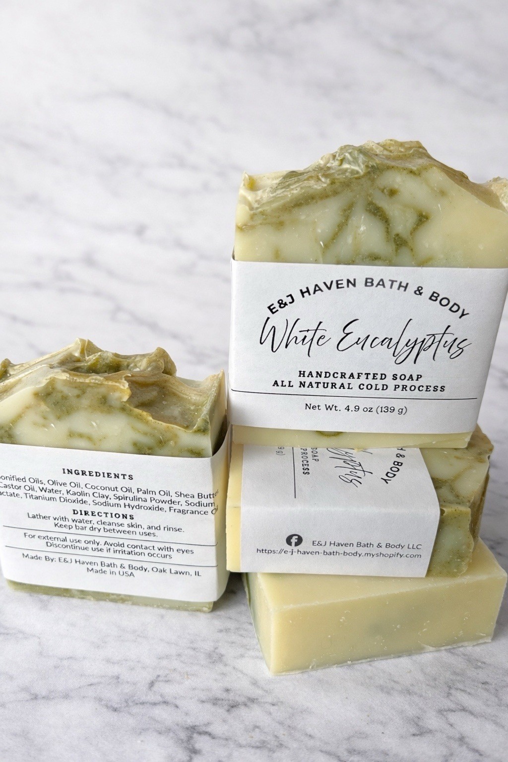 E&J Haven Bath & Body Handcrafted Eucalyptus Soap Bar Cold Process 4.9 oz