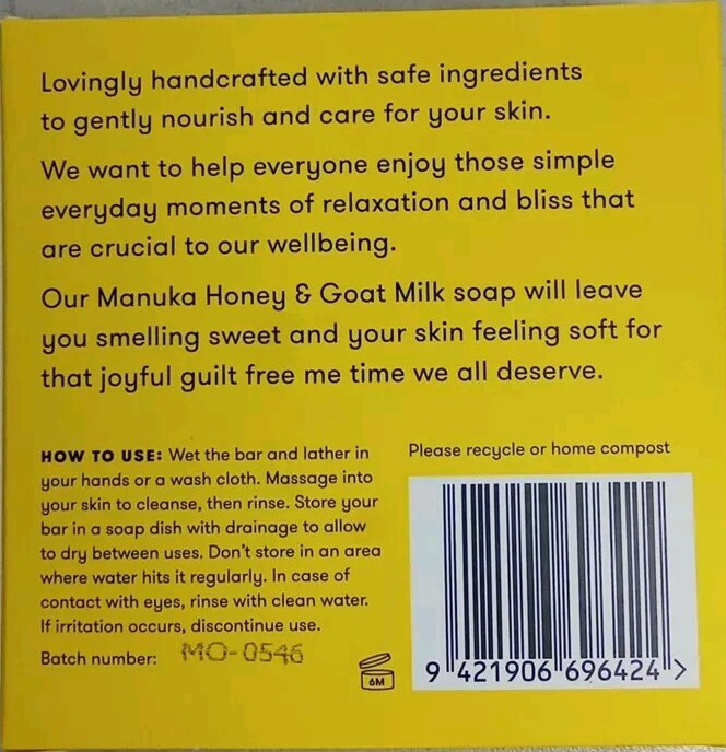 2 Anihana Body Wash Bars Manuka Honey & Goat Milk 4.23 Oz Each