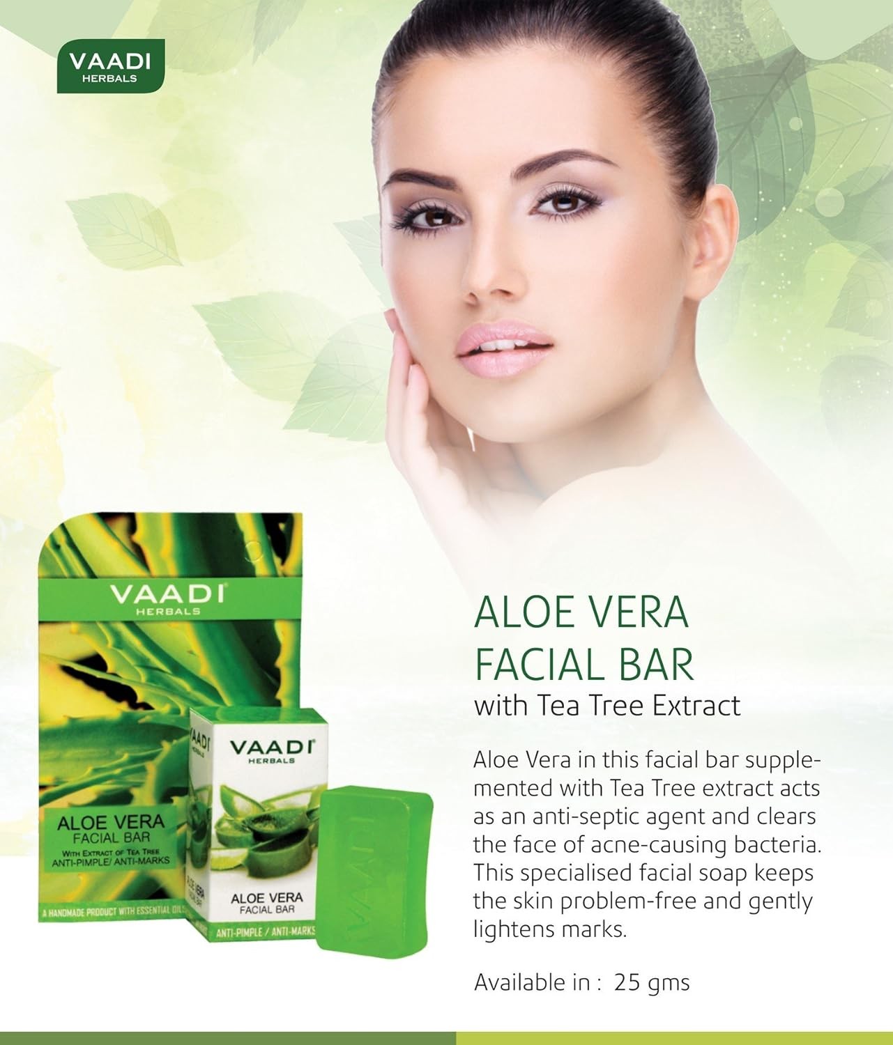 Vaadi Herbals Aloe Vera Facial Bar For Glowing Skin 25gm
