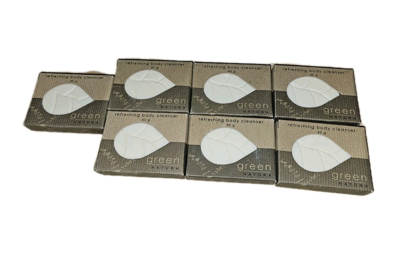 Green Natura Soap Leave Shaped Lot of 7 1.4oz / 40g Bar Refreshing Body Cleanser