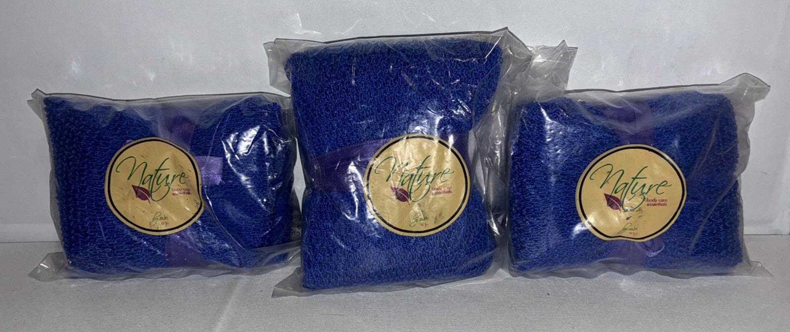 Lot Of 3-African Net Body Sponge To Remove Dead Skin And Exfoliate Bath ( Blue)