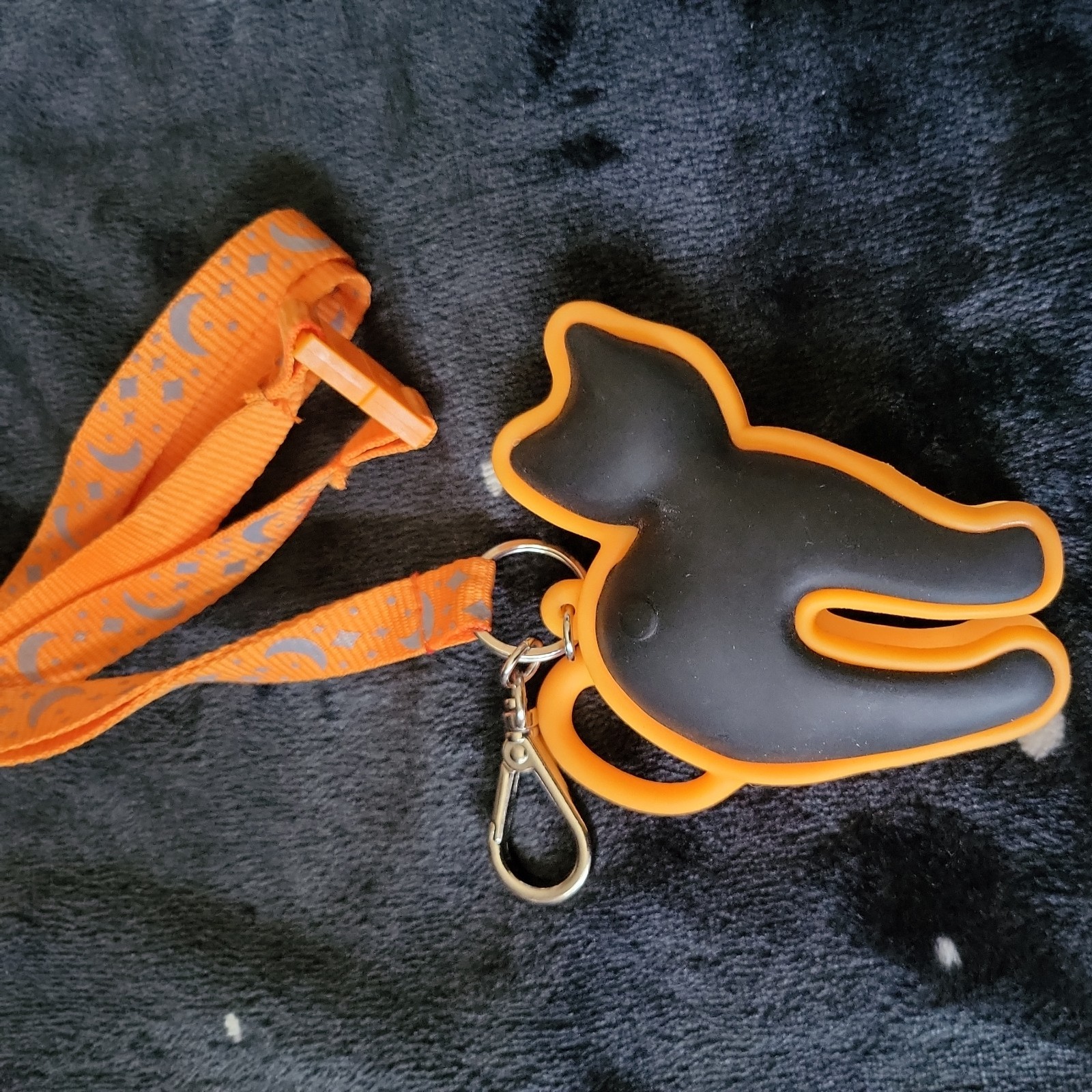 Slightly Used LED Cat Halloween Bath Body Works PocketBac Lanyard Black Orange