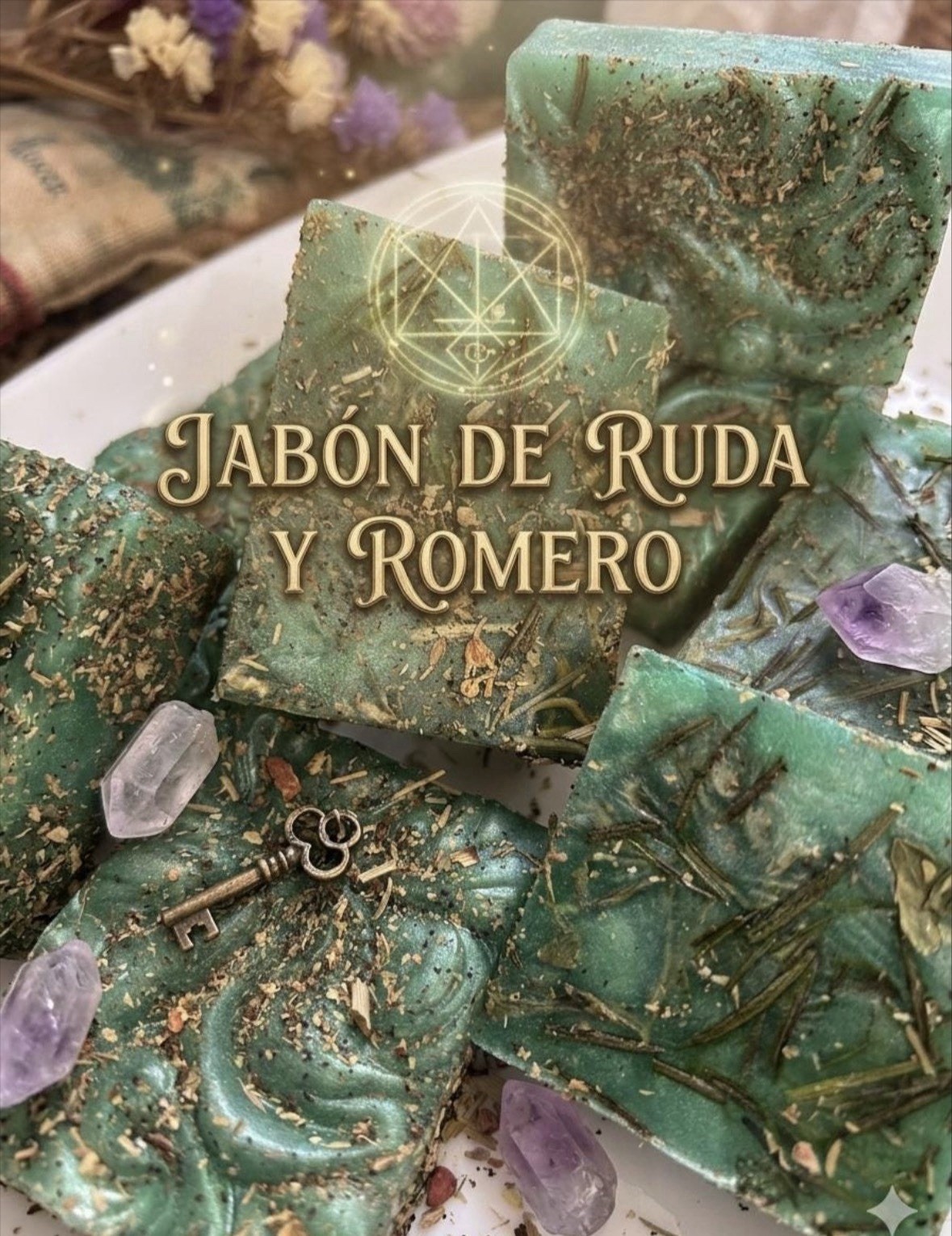 Jabón de Ruda y Romero Handmade Green Herbal Body Bar Soap for Body & Hands