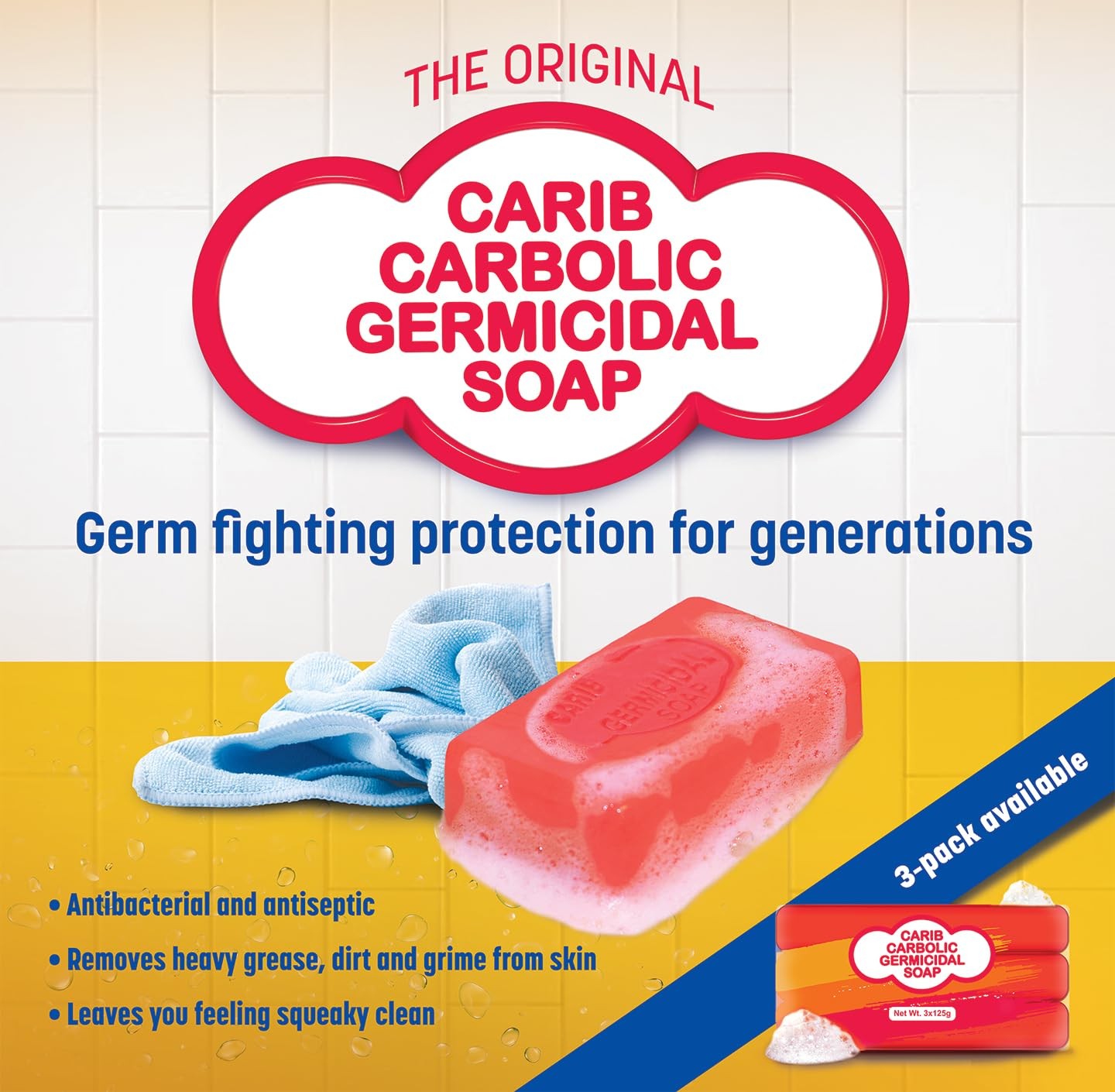Antiseptic Soap Bar Natural Scented Red Antibacterial Skin Care 3.5 oz