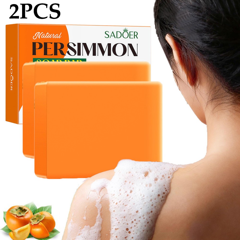 2 PCS Natural Persimmon Soap Bar for Body Odor Control, Organic Body Wash Soap
