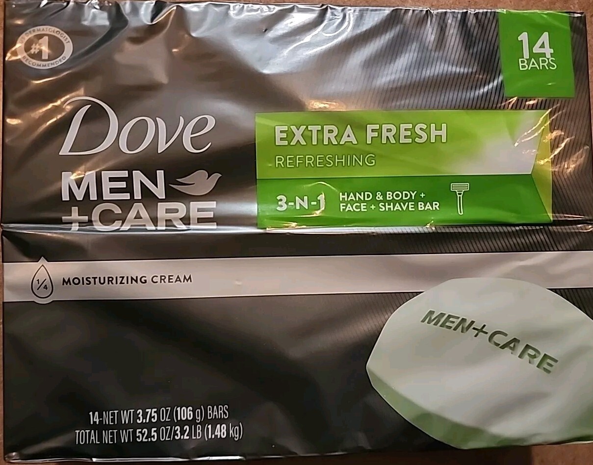 14-Bars Dove Men+Care Bar 3in1 Cleanser for Body Face & Shaving to Clean 3.75oz