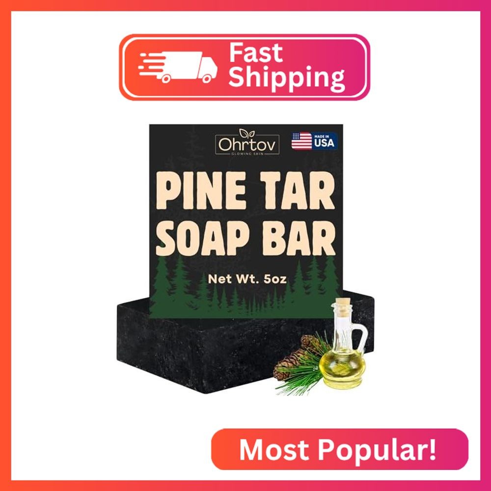 Pine Tar Soap – Natural Pine Tar Soap Bar for Men – Cleansing Bar for Acne, Ecze