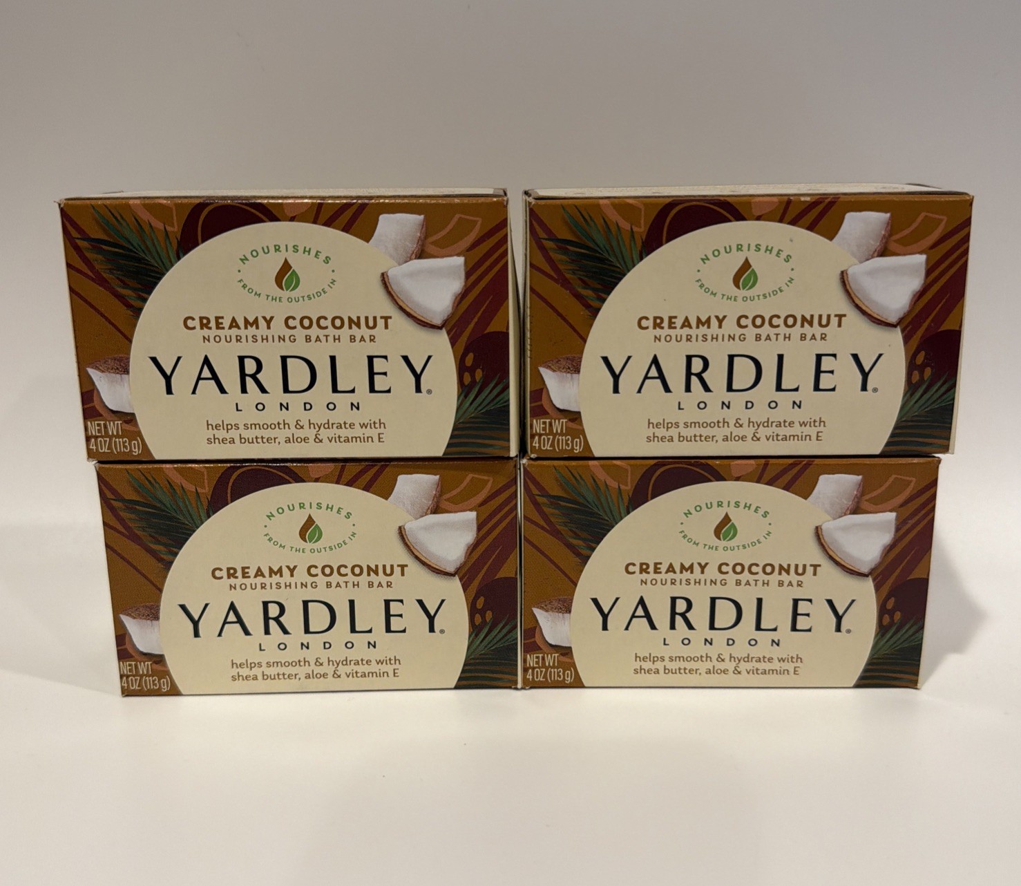 Yardley London Creamy Coconut Soap 4oz Bars – 4 Pack.