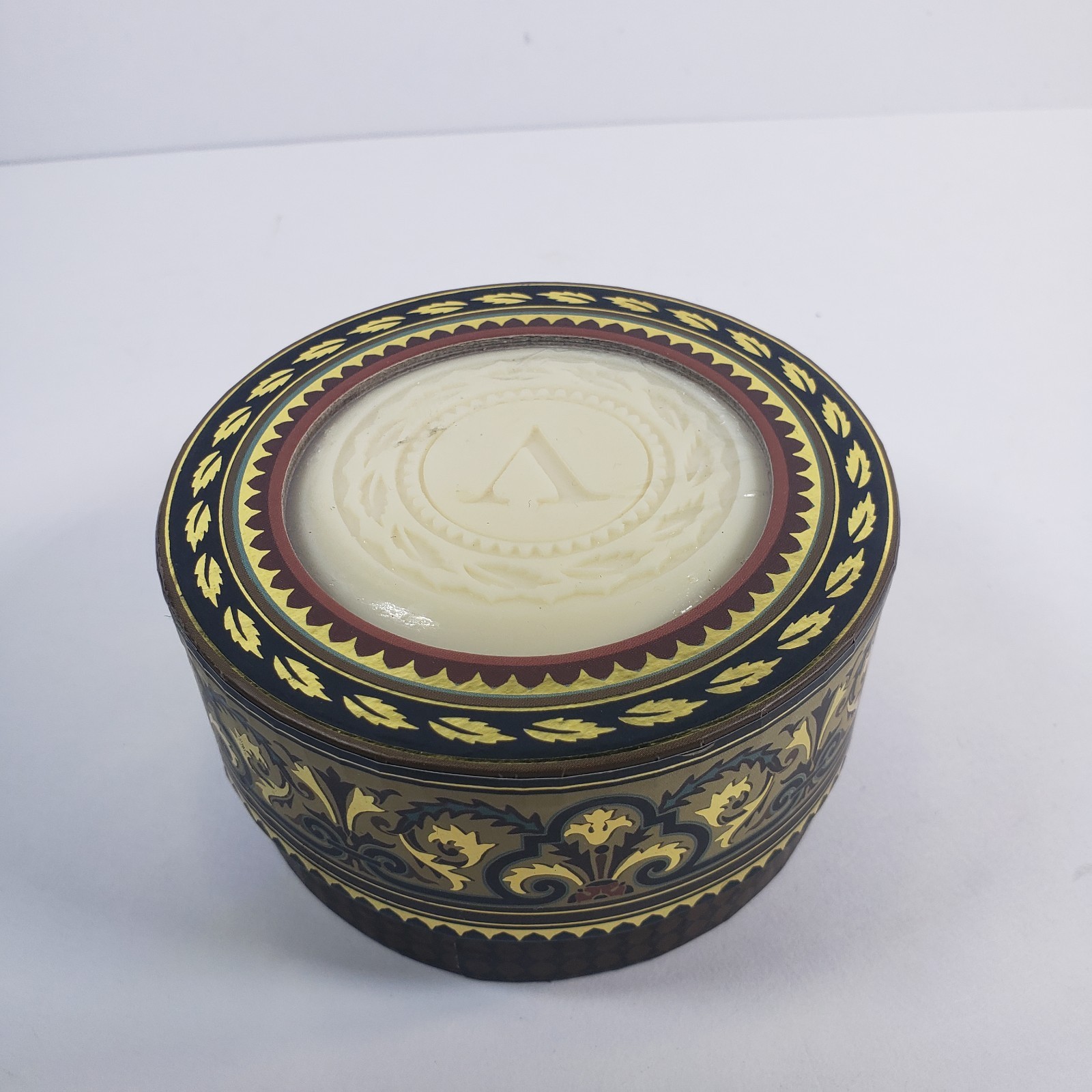 Punch Studio 5oz Lemon Verbena Monogram V Soap With Antique Designer Round Box