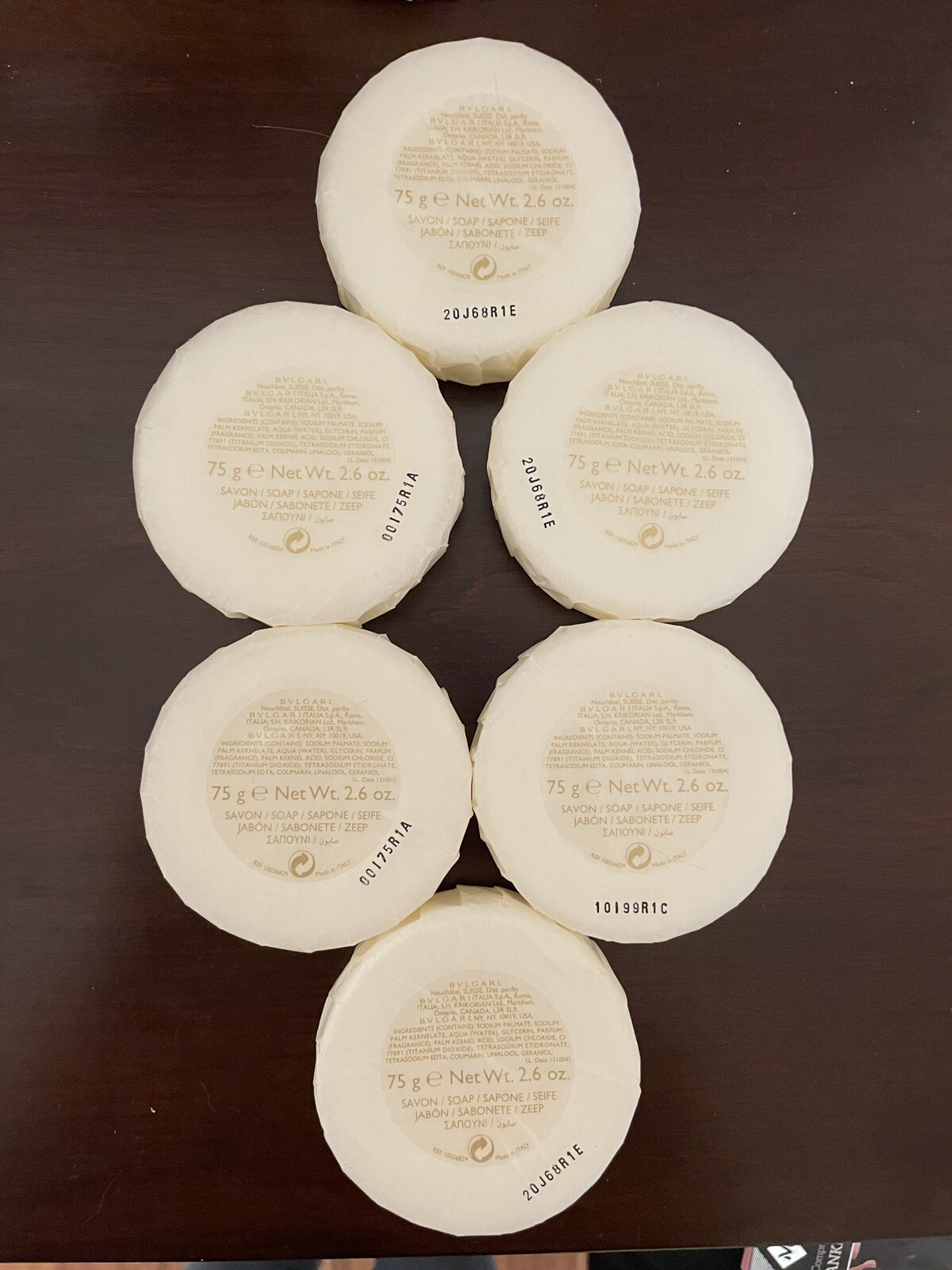 Bvlgari au the blanc Soap 2.6oz Set of 6