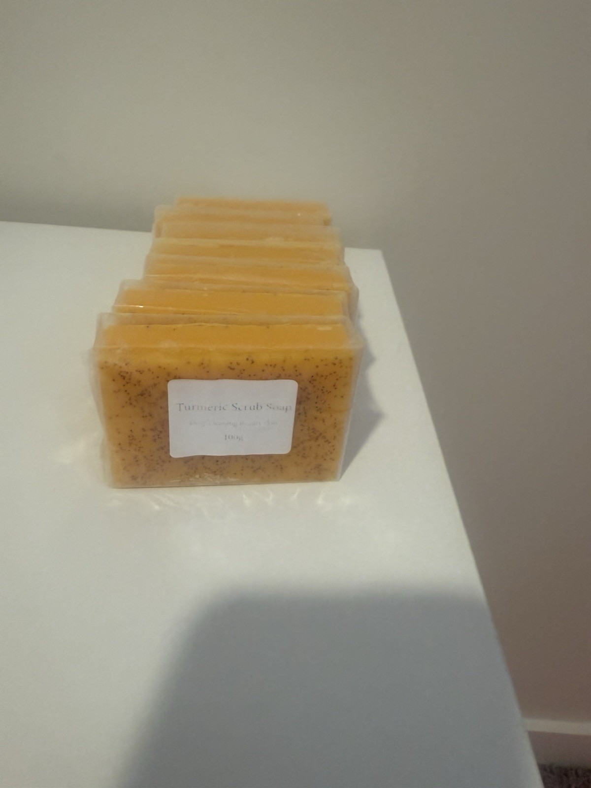 Turmeric Exfoliating Soap Bar 100g Body Face Hands Yellow Rectangular